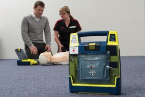 A workplace AED dramatically increases the chances of survival for those who have heart related emergencies