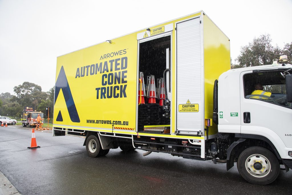 Automated traffic cone truck hits the road